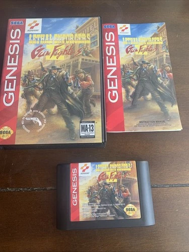 Lethal Enforcers II: Gun Fighters Sega Genesis Game Cartridge, Case, Manual  ￼