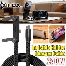 2in1 1.5M Invisible Holder Charger Cable240W Fast Charging Cord with Phone Stand