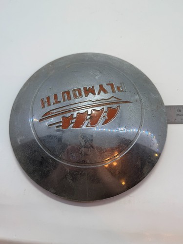 ONE 1940s Red Plymouth Sailing Ship Chrome Dog Dish Hub Cap 10" (7.5" Fitting) - Picture 8 of 10