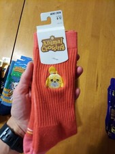 Animal Crossing Mens Crews Size 8-12 Long Socks Isabelle Face PINK