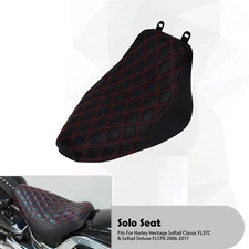 Driver Solo Seat Red Stitching For Harley 06-2017 Heritage Softail Deluxe FLSTN