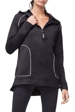 GOOD AMERICAN BLACK PERFORMANCE HERO HOODIE REFLECTIVE PARTIAL ZIP FRONT XS 00