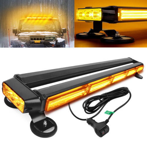Yellow/White Rooftop Strobe Flash LED Emergency Light Bar Double Side Warning - Picture 29 of 41