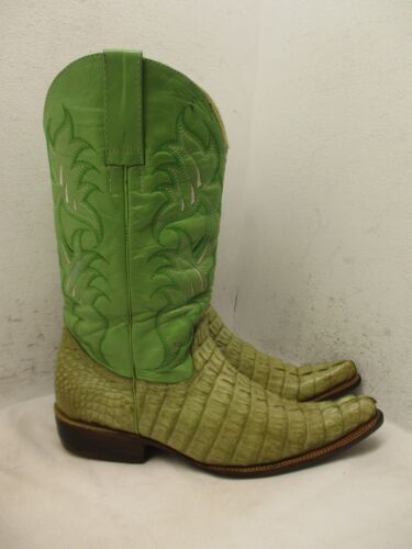 Mens Light Green Alligator Leather Western Cowboy Boots Size 8.5
