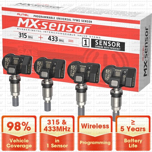 4x Autel TPMS MX-Sensor 315MHz 433MHz 2 in 1 Metal Stem Car Tire Pressure Sensor