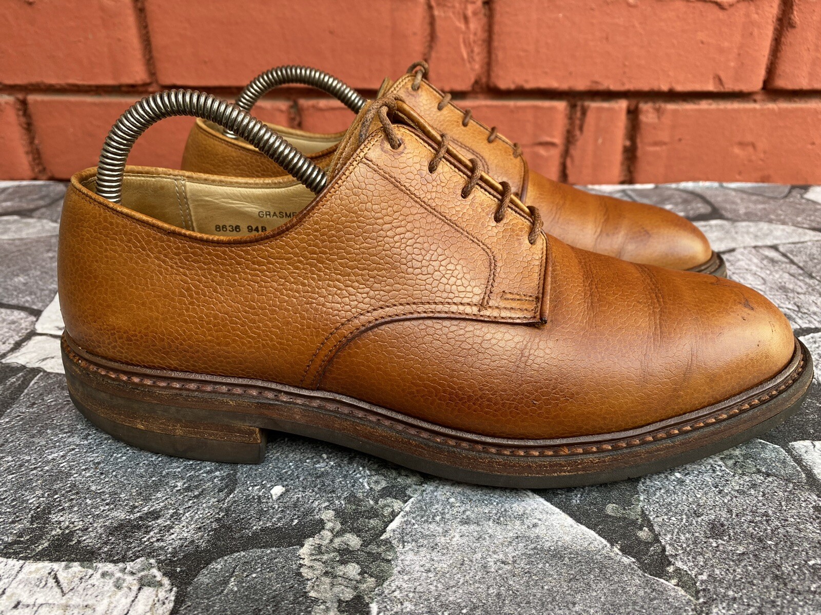 SAOLA Scarpe in pelle Crockett & Jones Grasmere scotch grana di ciottoli taglia UK 7 E US 8.