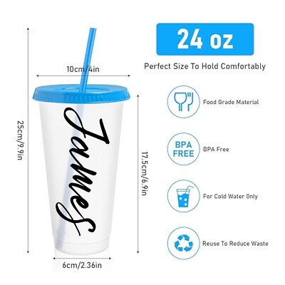 24 Unzen Cold Venti Tasse mit Deckel und Strohhalm Name personalisieren Herren James