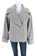 Malej Womens Gray Wool Double Breasted Long Sleeve Pea Coat Size 34