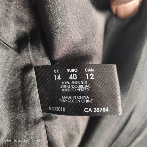 Vintage PLANET Linen Women’s Blazer Jacket Dark Grey Size UK 14 - Picture 13 of 15