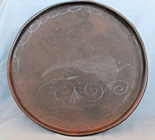 Vintage Oaxaca Mexico Black Barro Doña Rosa Style 6 1/2” Fish Motif ...