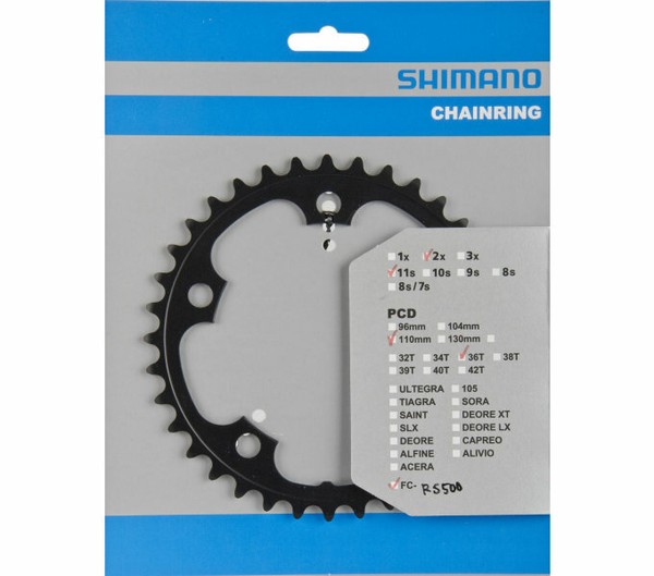 Shimano KettenbläTter FC-RS500, 36 ZäHne, 110 Mm, Schwarz, Aluminium Y-1PR36000-image