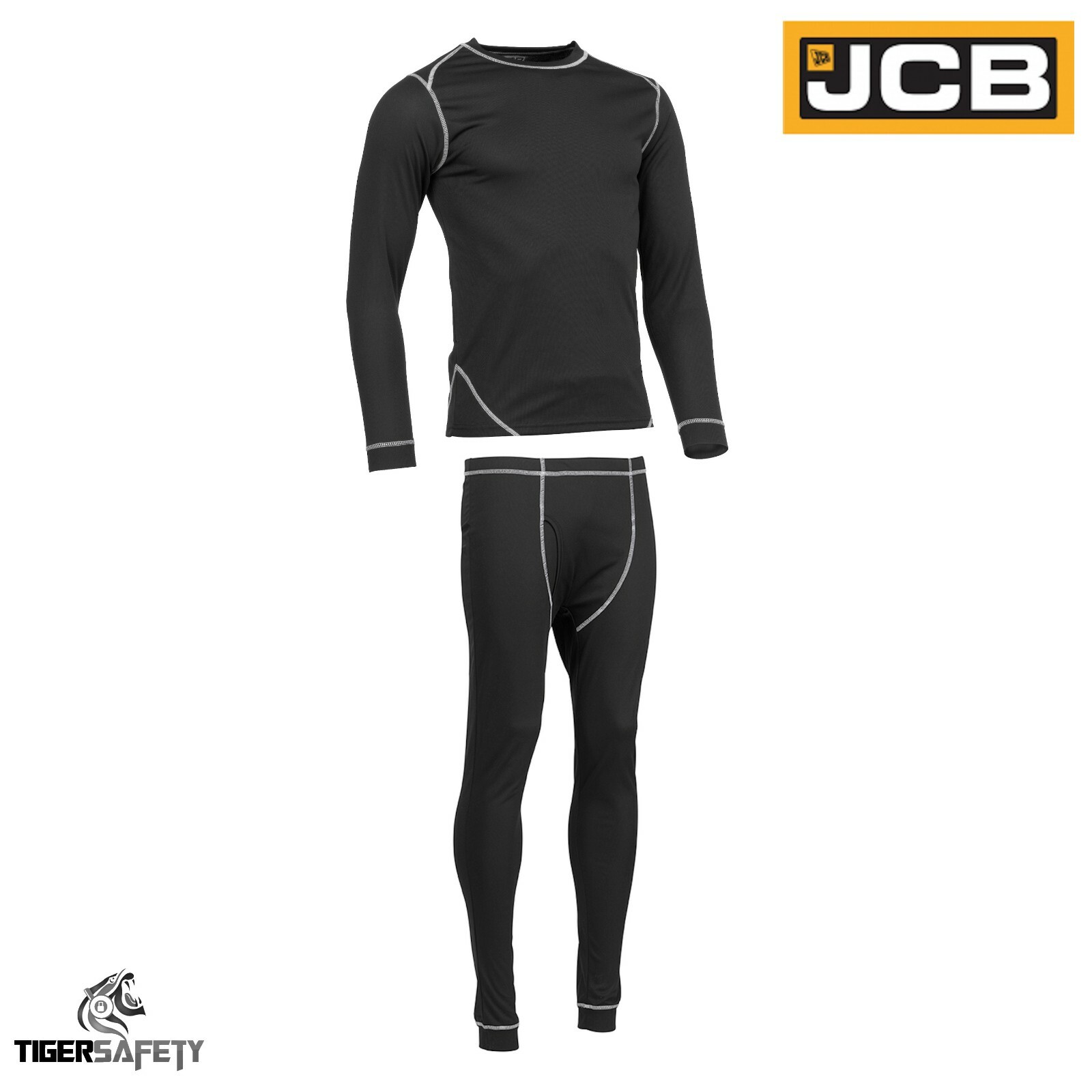 JCB Mens Long Sleeve Compression Under Base Layer Thermal Vest Long