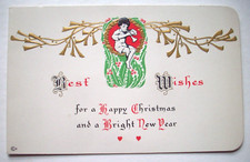 Boy w trumpet Stecher Litho Rcohester NY vintage Christmas greeting card *OO16