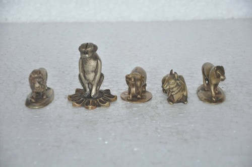 5 Pc Vintage Brass Handcrafted Different Animals Engraved Figurine - 第 1/9 張圖片