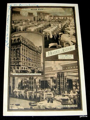 HOTEL ASTOR NEW YORK CITY ca 1930 THREE PHOTO POST CARD TIMES SQUARE
