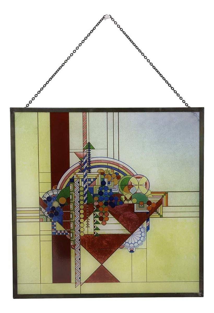 Frank Lloyd Wright Metal Framed May Basket Stained Glass Desktop