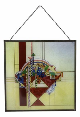 【Schiele】フランクロイドライト/ May Basket Frank Lloyd Wright Metal Framed May Basket Stained Glass Desktop