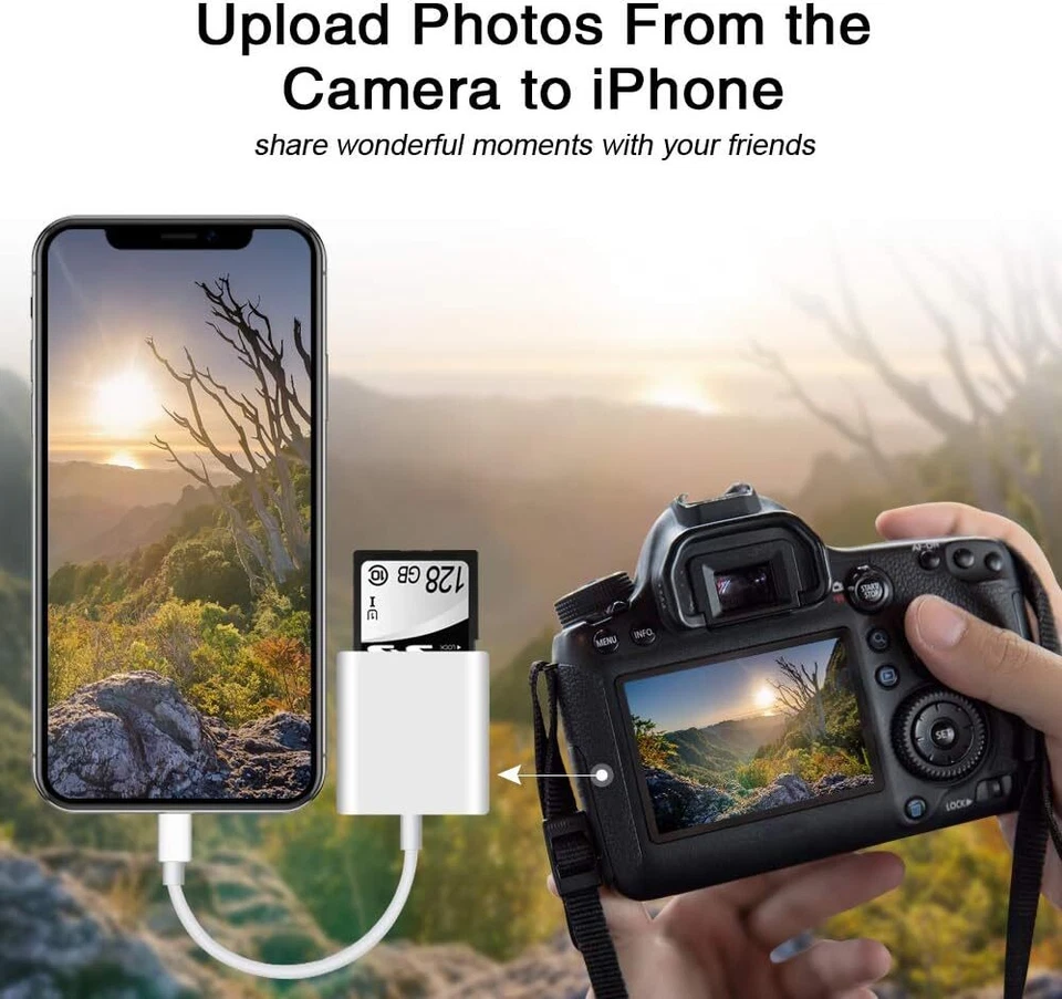 TF/SD 卡适配器 相机读卡器 适用于 iPad iPhone6 7 8 Plus 13 14 15 Pro Xs 批量 — 第 2/4 张图片
