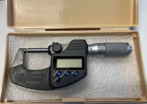 Mitutoyo 293-348 Digimatic Outside Micrometer, 0-1"/25mm, .00005"/0.001mm w/Case