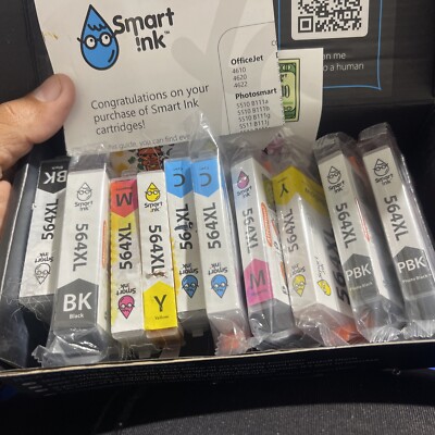 Smart Ink Cartridge Replacement for HP 564 XL - Pack of 10 (use before 9/25)