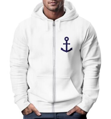 Zip-Hoodie Herren Sweatjacke mit Kapuze Anker Logo Print Männer Fashion