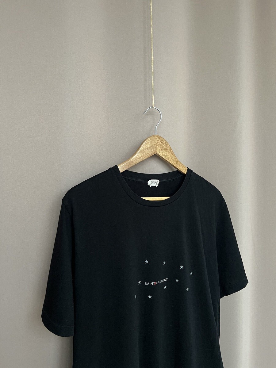 Saint Laurent Logo Star T-Shirt Mens Size XL Black Cotton