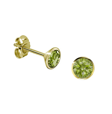 333er-Gold 8 kt. Ohrstecker Gelbgold mit Peridot 4 mm 1476