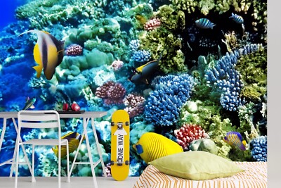 3D Coral Fish ZHUA10907 Wallpaper Wall Murals Removable Self-adhesive Ann
