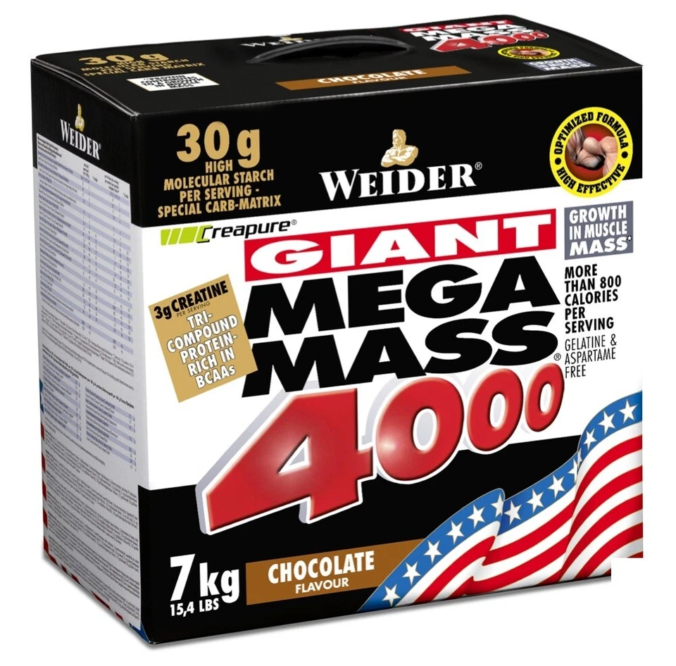 (12,79€/kg)SONDERPREIS! WEIDER Mega Mass 4000 7kg 3 Sorten!
