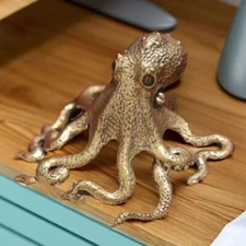 Solid Brass Octopus Figurine Statue Animal Figurine Home Desktop Tet Pet Decor