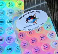 Fishing Line Weight Labels ID System - OneCoolTuna - MIXED Line Stickers