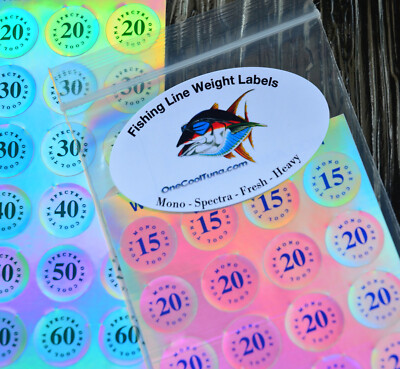 Fishing Line Weight Labels ID System - OneCoolTuna - Fresh/Lite Line Stickers