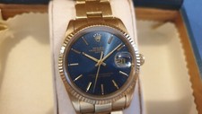 Rolex Date Taille 34mm 18K  or Jaune Montre Cadran Bleu Marine
