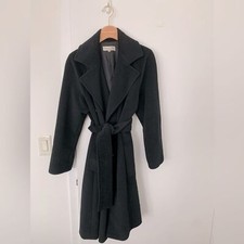 VINTAGE Christian Dior women classic wool coat with belt black FR40 M