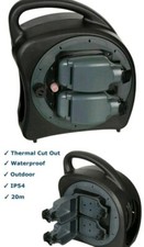 Waterproof Extension Lead 20m Cable Reel Outdoor Garden 2 Socket Gang 240V 13A