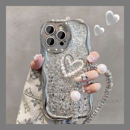 Case For iPhone 15 Pro Max 14 13 12 11 XR XS Glitter Pearl Lanyard Phone Cover - Picture 7 of 7
