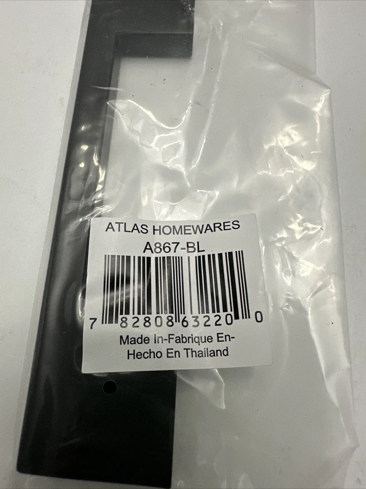 Atlas Homewares A867-BL Manija Gabinete Tirador Delgado Cuadrado 5-1/16" Centro M. Negro Foto 2 de 4