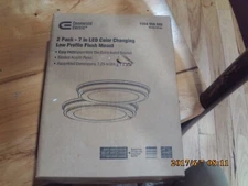 CE 7 in. White Selectable LED Round Flush Mount, Low Profile Ceiling Light 2PK