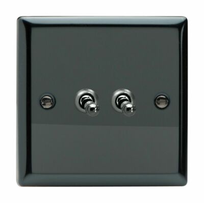 Varilight XIT2 Classic Iridium Black 2 Gang 10A 1 oder 2 Wege Kippschalter Lichtschalter