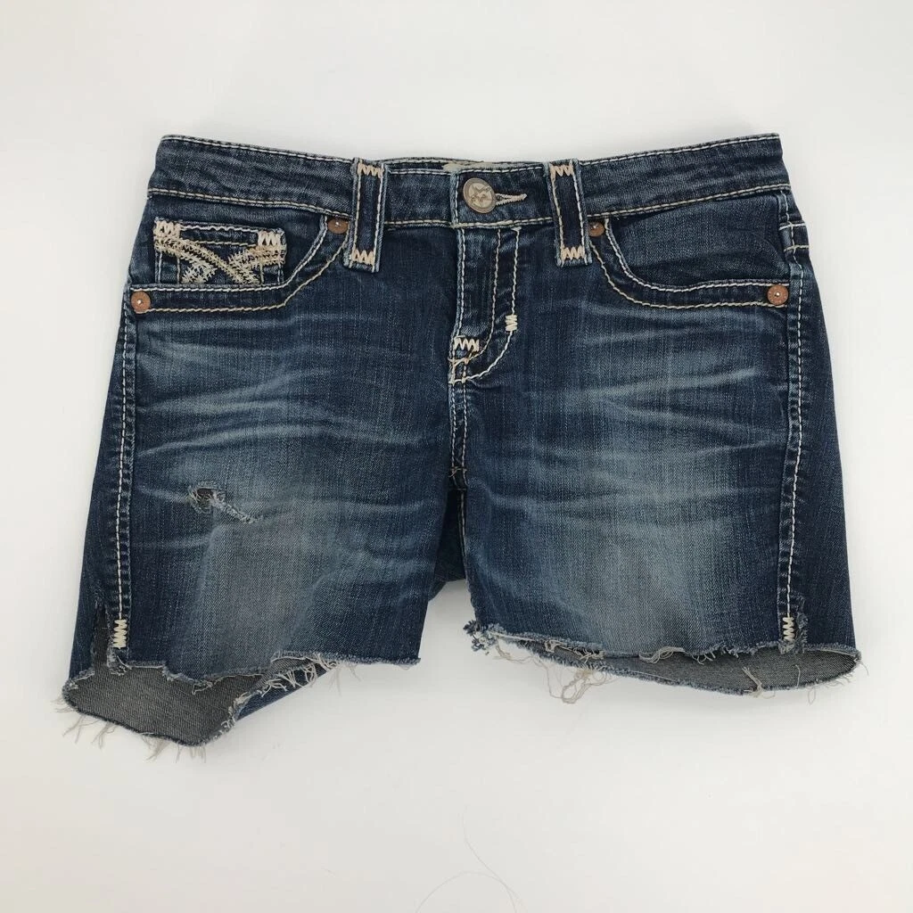Big Star Vintage Collection Womens Jenae Jean Shorts Blue Stretch