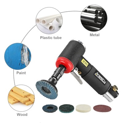 Kit Meuleuse Angle Comprimé Kit Meuleuse Pneumatique NuoDunco Avec 17 Disques | Vitesse 20000 Tr/min - Mandrins 3mm Et 6mm | Travail Métal Et Bois Mini Meuleuse