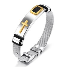 Hypoallergenic Stainless Steel Cross Bracelet.
