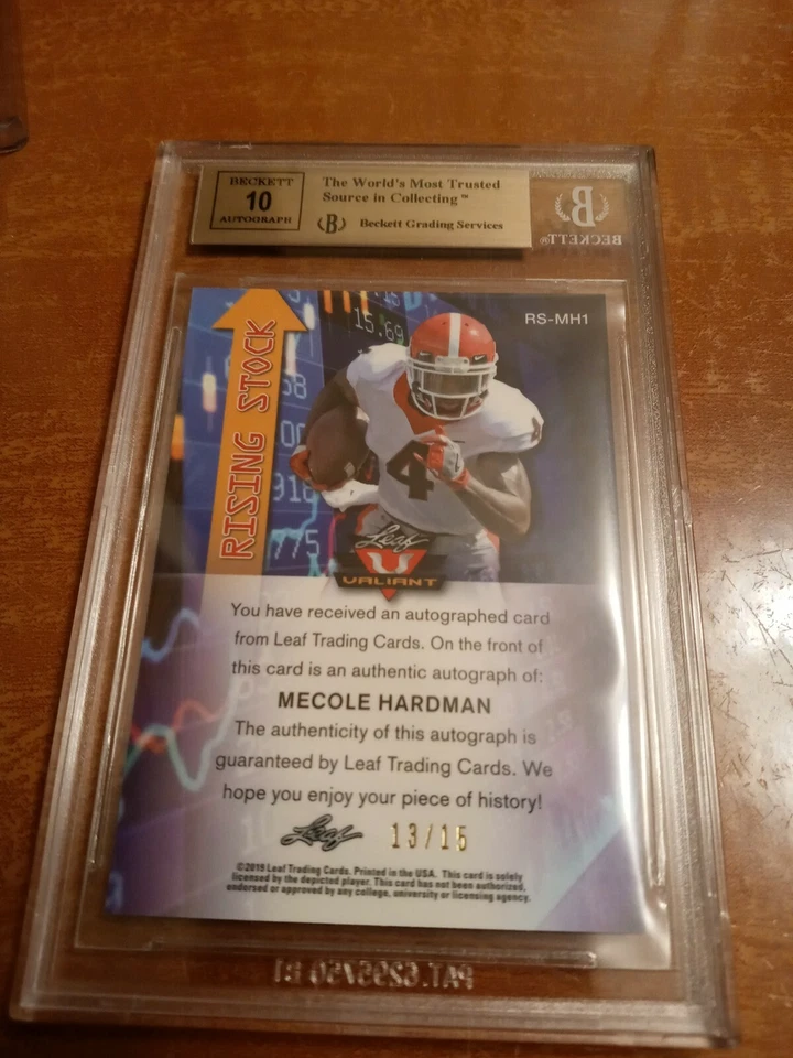 MECOLE HARDMAN 2019 LEAF VALIANT RISING STOCK AUTOGRAPH #D 13/15 BECKETT 9.5  - Image 3 of 3