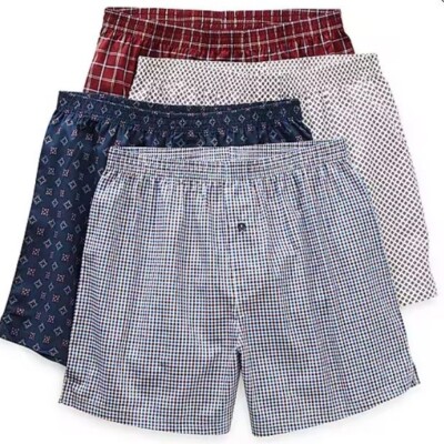 Stafford 4-Pack Men's 100% Cotton Woven Boxer Shorts Burg Navy