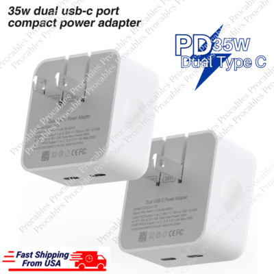 35W Dual USB-C Port Power Adapter Fast Charger Block For iPhone iPad Samsung Lot