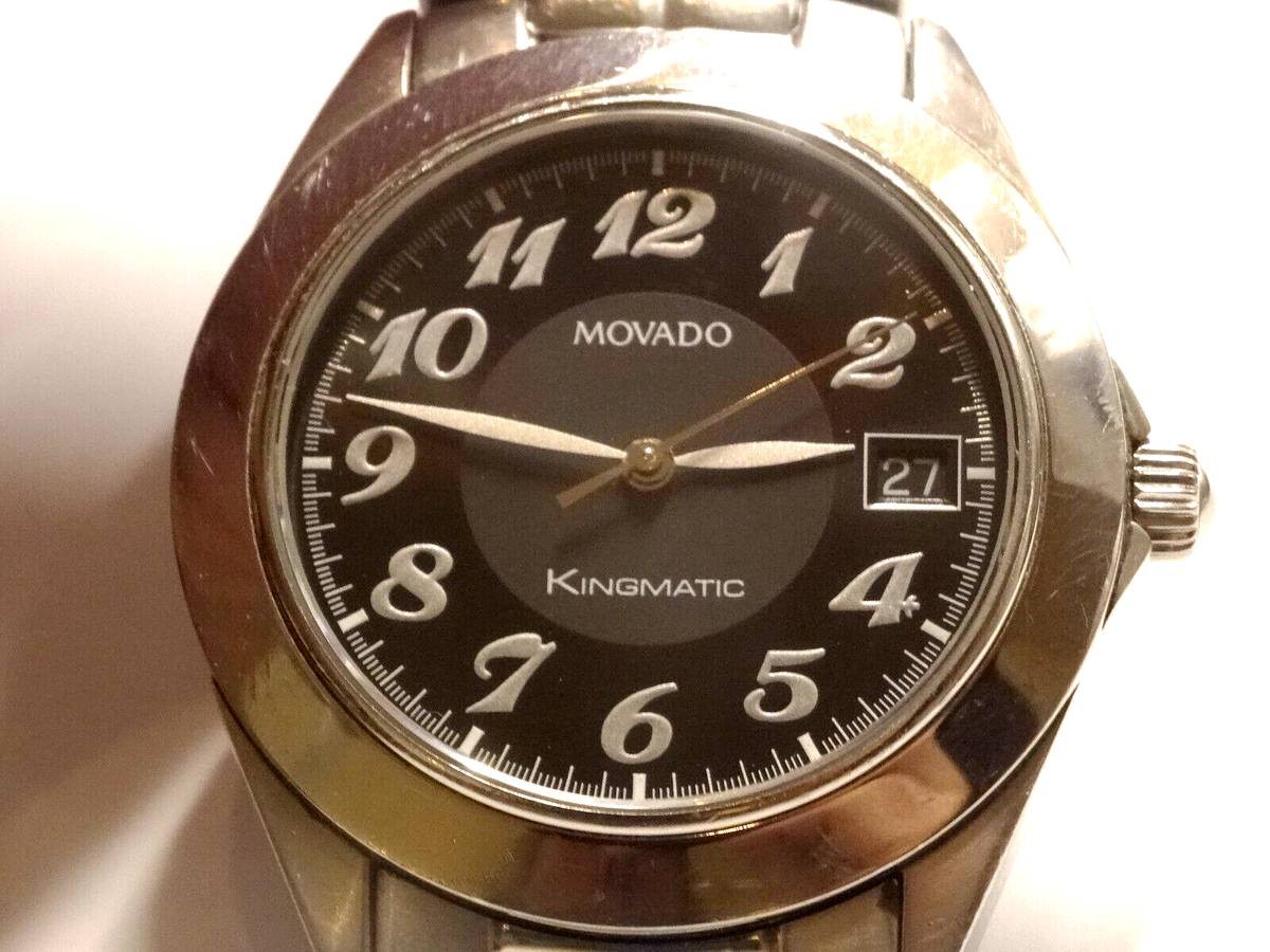 S/S MOVADO Kingmatic 37mm 84.D7.875 Auto Date Watch Cal 2824  display picture 1