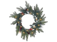 Weihnachtskranz GrüN Mit Beleuchtung Roten Beeren Zapfen 50 Cm Whitehorn
