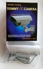 CCD Dummy IR Security CCD CCTV Camera w/ Flashing Red Light Silver NEW w/ Box
