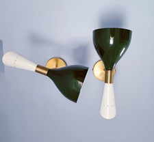 Light Fixture 1950's Mid-Century Brass Italian Diabolo-Wall Sconce Pair of lamp