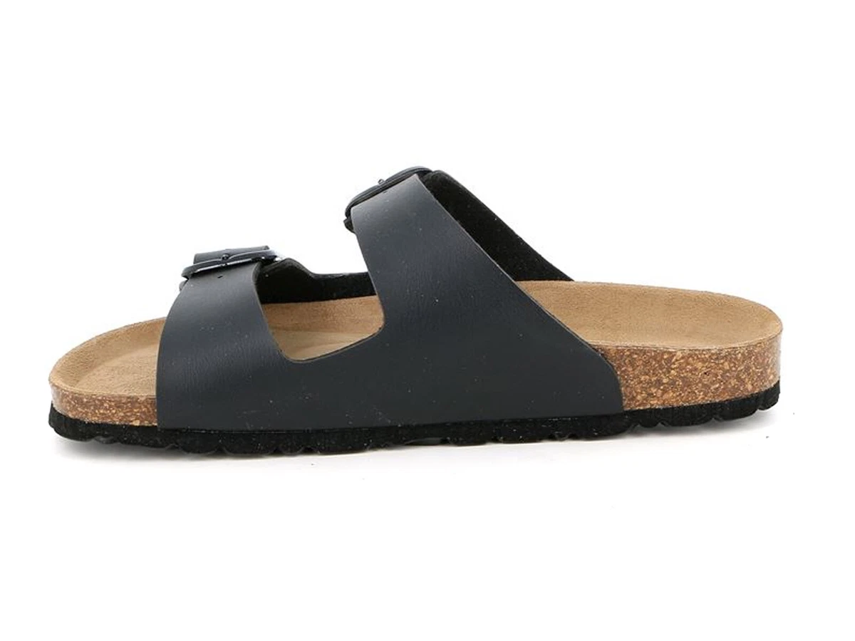 GRUNLAND WOMEN S SUMMER CB9952 N SARA DOUBLE BUCKLE SLIPPERS BLACK BLACK